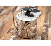 Seau à glaçons professionnel en acier inoxydable de 1,3 litre avec couvercle - Pince à glace et grille égouttoir - Seau à glaçons - Récipient pour le stockage des glaçons