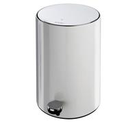 Seau à pédale de 10 litres, en métal, de couleur blanche, avec couvercle
