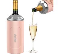 Seau à vin avec couvercle en acier inoxydable pour vin et champagne, 750ml, rose