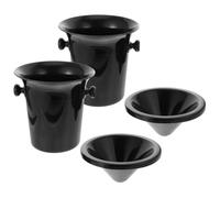 Seau A Vin de Dégustation 2pcs PP Noir, Double Oreilles Rond | Accessoires de Dégustation de Vin, Forme Entonnoir Intérieure, Peut Servir de Seau à Glace, Style Occidental