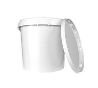 Seau avec couvercle - 20 l - Blanc - Rond - En plastique alimentaire - Hermétique et stable - Seau vide avec poignée ergonomique et couvercle - Convient pour les produits alimentaires, la chimie, la
