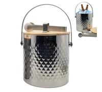 Seau avec couvercle, seau pour bar, en acier inoxydable avec poignée et couvercle, pour la maison, les fêtes, avec pince pour cocktails, vin, champagne, whisky