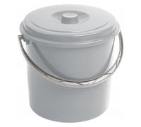 Seau avec Couvercle Seau Vide en Plastique Gris 12 L