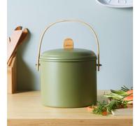Seau compost d´intérieur 7L métal vert et bambou avec filtre charbon