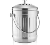 Seau Compost Inodore en Acier Inoxydable pour Cuisine - Poubelle Compost Cuisine - Comprend Filtres à Charbon de Rechange ，3018cm