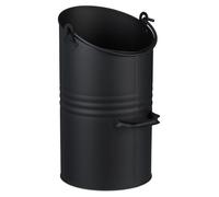 Seau de 12 litres, en métal, avec poignée et anse, de couleur noire