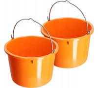 Seau de chantier - Seau de maçonnerie - Volume 20 l - Capacité de charge 40 kg - Lot de 2 - Orange