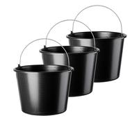 KADAX Seau de Chantier avec poignée, 16L, Seau à mortier en Plastique, Seau Rond pour Le Chantier et Le Jardin, Seau à Eau, Seau à Ciment Stable avec Bord verseur, Noir, Seau à plâtre, bac à mortier