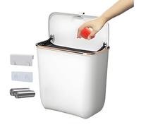 Seau de godet de paroi-godet déchet, petite poubelle, poubelle suspendue avec couvercle | Conteneur de 7 litres, panier de déchets assemblé, poubelle, accessoires de cuisine à économie d'espace pour s