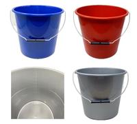 Seau de ménage avec couvercle - Seau de nettoyage pratique et seau à eau pour la maison et le jardin - Disponible en 5 l ou 10 l - Assortiment de couleurs (bleu, rouge, gris) - Qualité robuste et