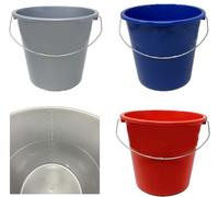 Seau de ménage avec couvercle - Seau de nettoyage pratique et seau à eau pour la maison et le jardin - Disponible en 5 l ou 10 l - Assortiment de couleurs (bleu, rouge, gris) - Qualité robuste et