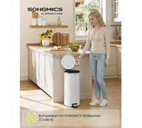 Seau de rangement rond de 30 litres avec seau intérieur amovible | Couleur : blanc nuageux | Dimensions : 37,1 x 29,5 x 63 cm