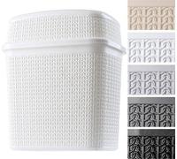 Seau de salle de bain en plastique avec couvercle basculant, 10 l, blanc