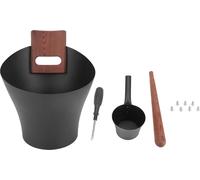 Seau de sauna en aluminium 5 L avec long manche en bois, ensemble d'accessoires avec louche pour douche SPA, source chaude en plein air