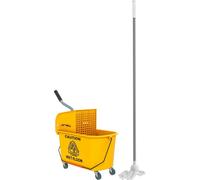 Seau d'essuyage - Avec essoreur - Séparateur - Roulettes - Capacité 21-25 l - Dimensions 45 x 26,5 x 70 cm - Plastique - Jaune clair