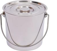 Seau en acier inoxydable - 12 L - Avec couvercle et poignée - Polyvalent, réutilisable - Épaisseur env. 1 mm - Ø 26 cm - Argent