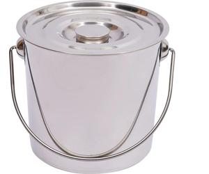 Seau en acier inoxydable - 12 L - Avec couvercle et poignée - Polyvalent, réutilisable - Épaisseur env. 1 mm - Ø 26 cm - Argent