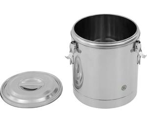 Seau en acier inoxydable isolé - Seau de stockage pour aliments de 30 litres - Rond - 34,5 x 38,5 cm - Double paroi - Pour cuisine, cafétéria, restaurant - Argenté