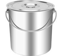 Seau en acier inoxydable - Seau à lait et à glace - Contenance 20 l - Acier inoxydable 304 de qualité alimentaire - Finition polie - Avec couvercle - Forme ronde - Capacité de charge 15 kg - Couleur a