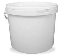 Seau en plastique de 10 litres, blanc, rond, avec couvercle