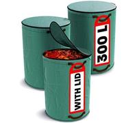 Seau en polypropylène avec couvercle, 300 l, 4 poignées robustes, rabattables, réutilisable, résistant