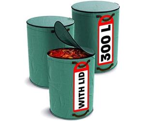 Seau en polypropylène avec couvercle, 300 l, 4 poignées robustes, rabattables, réutilisable, résistant