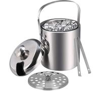 Seau glace isotherme 13 L double paroi en acier inoxydable avec couvercle et pinces pour ftes Cuisine Plan de travail, cré