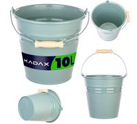 Seau ménager KADAX 10 litres, seau en plastique adapté au contact alimentaire, seau de jardin avec poignée métallique ergonomique, seau en plastique, seau d'arrosage pour le jardin (vert)