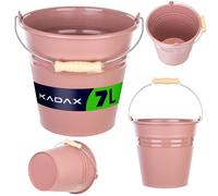 Seau ménager KADAX 7 litres, seau en plastique adapté au contact alimentaire, seau de jardin avec poignée métallique ergonomique, seau en plastique, seau de nettoyage pour la maison (rose)