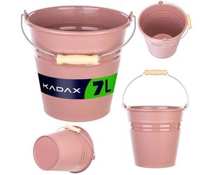 Seau ménager KADAX 7 litres, seau en plastique adapté au contact alimentaire, seau de jardin avec poignée métallique ergonomique, seau en plastique, seau de nettoyage pour la maison (rose)