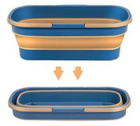 Seau Nettoyage Rectangulaire Pliable avec Roues - Silicone Léger pour Maison - Panier Portable à Eau - Pratique et Compact