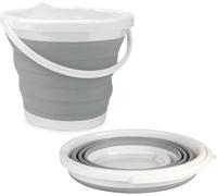 Seau Pliable 10L ,Petite Bassine Bucket pour Le Nettoyage Maison, Voiture & Camping, Seau Ménager Retactable,Gris