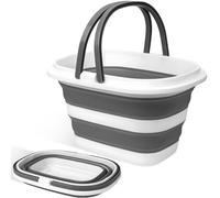 Seau Pliable 16L avec Poignées, Panier à Linge Portable en Plastique, Bassine de Nettoyage Peu Encombrante, Lavabo Rétractable Multifonction pour Salle Bains, Cuisine, Jardin, Camping, Lavage Voiture