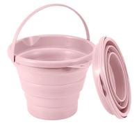 Seau Pliable 3 Litres Rose Nettoyage Plage Pêche Plein Air Compact Léger Design Portable et Facile à Ranger