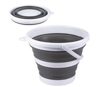 Seau pliable de 3 l - Seau de nettoyage pliable - Château de plage - Peu encombrant - Pour l'extérieur, la pêche, le sable - Seau de camping (gris)