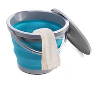 Seau Pliable de 5L, Seau avec Couvercle en Silicone Petit Seau Pliable pour la Nettoyage, la Pêche, le Camping, la Plage, la Voiture, le Lavage et la Blanchisserie