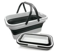 Seau Pliable en Silicone 16L Rectangulaire avec Poignées, Seau Compact et Gain de Place, Multiusage pour Nettoyage, Voiture, Camping, Jardin, Lessive et Cuisine - CIA&CO