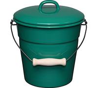 Seau polyvalent en émail avec poignée en bois Vert naturel Drunkel 3,5L