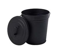 Seau poubelle à cendres 12 L en métal avec couvercle - Noir - Linxor