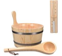 Seau pour l'eau de sauna, bois avec pelle, pompe à sable, 5 litres, seau pour l'eau de sauna avec insert en plastique, kit de seau pour l'eau de sauna, Ø 27,5 cm, seau vert