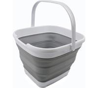 Seau pratique et pliable de forme rectangulaire, 10 litres, blanc/gris
