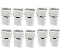 Seau rectangulaire 10 L Blanc Silplast Lot de 10 pièces avec couvercle en plastique alimentaire empilables pour stockage