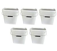 Seau rectangulaire 10 L Blanc Silplast Lot de 5 pièce avec couvercle en plastique alimentaire empilables pour stockage