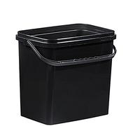 Seau rectangulaire en plastique Noir 10 L avec Couvercle