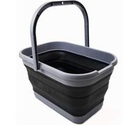 Seau rectangulaire pliable 12 L, gris/noir, multifonction
