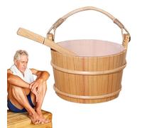 seaudesaunaen bois - Tonneau de bain 6 L 30 cm, seaudespa en bois d'épicéa, seaudesaunaet louche avec design de cuillère à long manche | seaud'eau de saunatraditionnel pour bain à remous à d