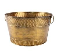 Seaux à Boissons pour fêtes, cuve galvanisée de 8 L d'épaisseur, cuve à Boissons résistante la Rouille avec Deux poignées pour fête intérieure et extérieure, Bronze