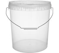 Seaux Garronda avec couvercle, 30 litres avec poignées métalliques, 5 pièces, pour le stockage de produits alimentaires et chimiques Transparent GD-0071