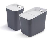 Seaux gris de 10 + 20 l avec couvercle et crochet, lot de 2