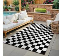 Seavish Tapis à Carreaux marocain, 1,2 x 1,8 m, Noir et Blanc, Tapis à Damier marocain, Pliable, Lavable, Tapis d'intérieur pour Salon, Chambre à Coucher, Salle à Manger, terrasse, Porche